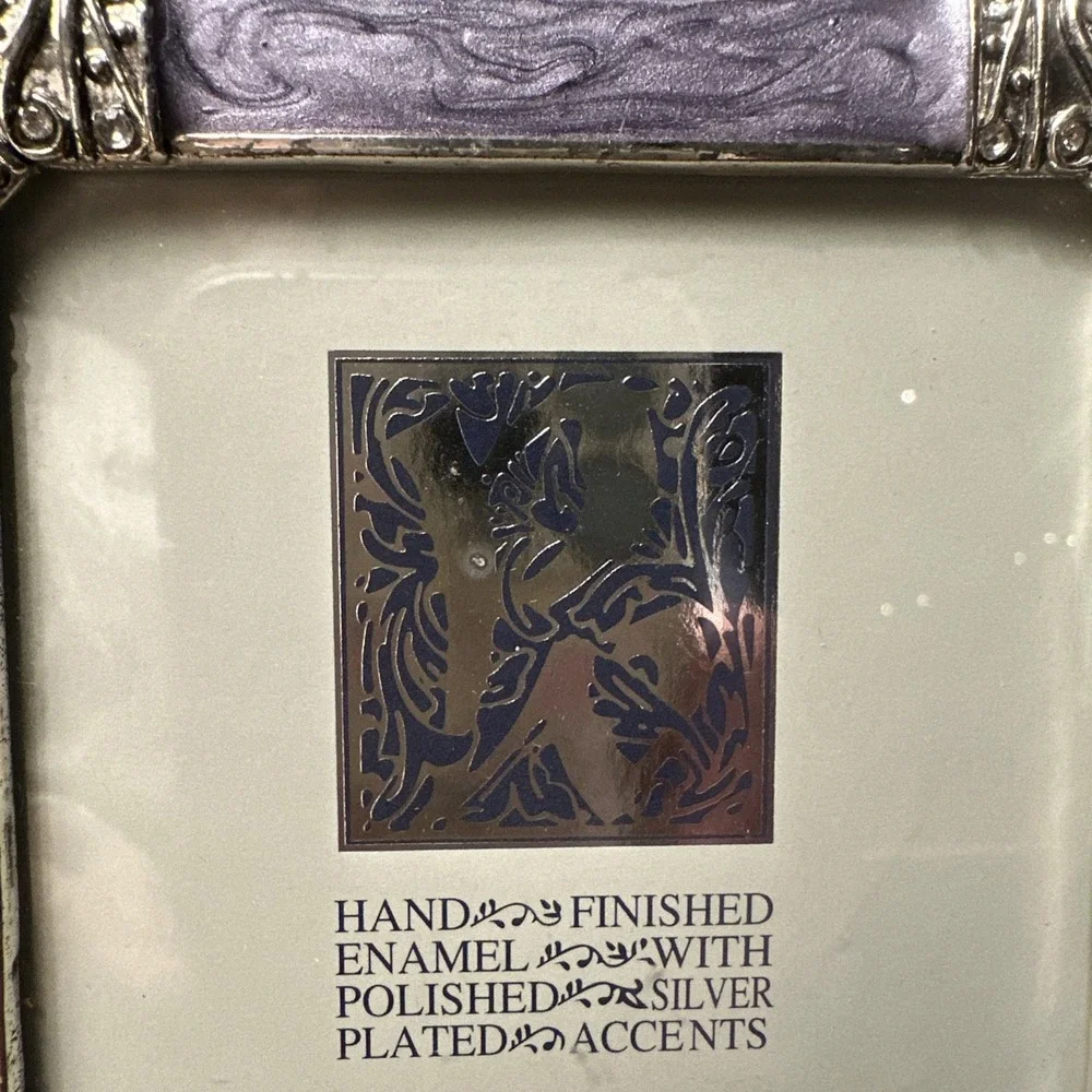 Philip Whitney Ltd enamel & silver‎ Photo Frame Holds 3.5
